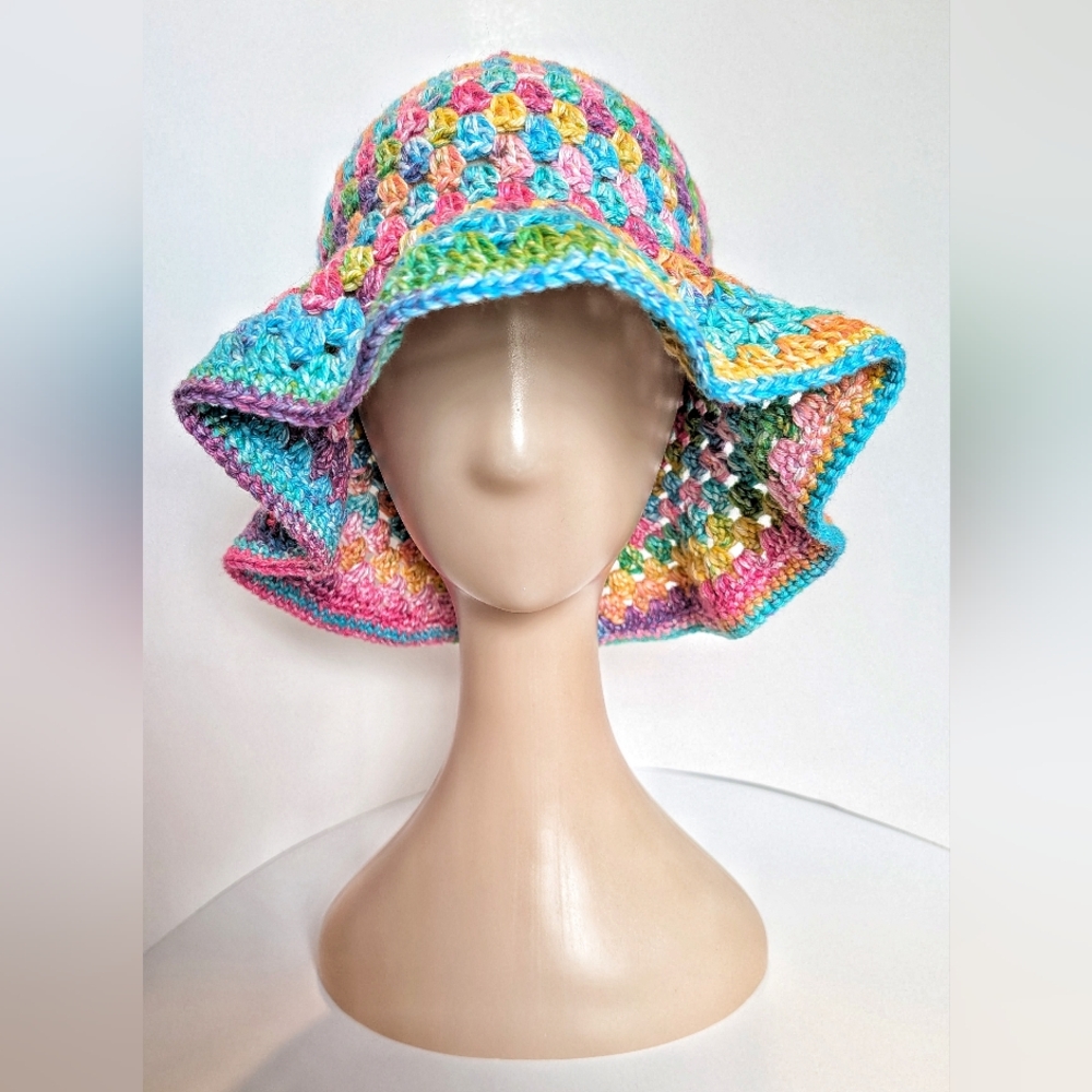 NEW, Crochet sunny bucket hat, 100% cotton, handmade